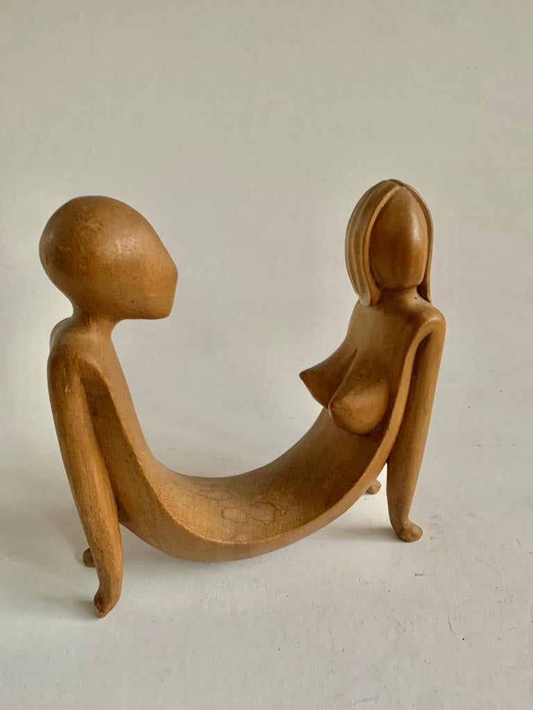 Afrikaans houtsnijwerk van man en vrouw, Ophalen of Verzenden