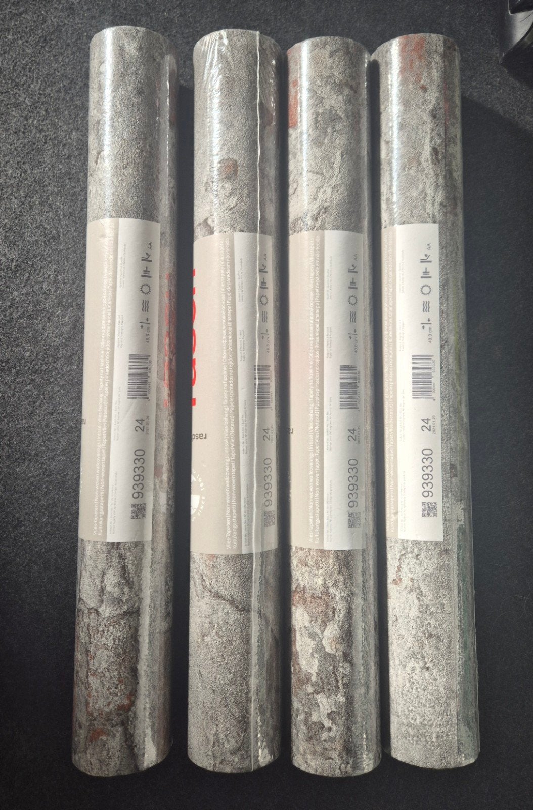 4 rollen bakstenen behang - vliesbehang, Materiaallook, Rasch, Rood, Modern