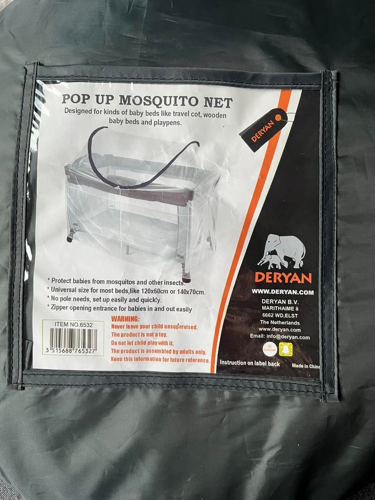 Deryan Pop-up Klamboe/ muggennet voor ledikant/ campingbedje, Ophalen of Verzenden, Zo goed als nieuw, Ledikant