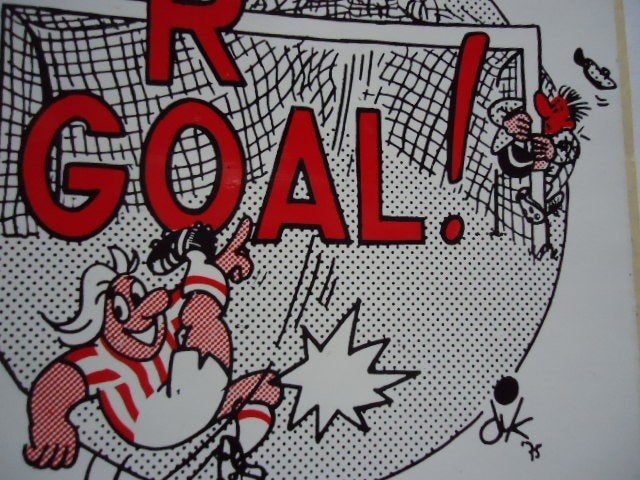 sticker 1975 KRO GOAL Voetbal strip DIK retro radio tv, Verzenden, Zo goed als nieuw