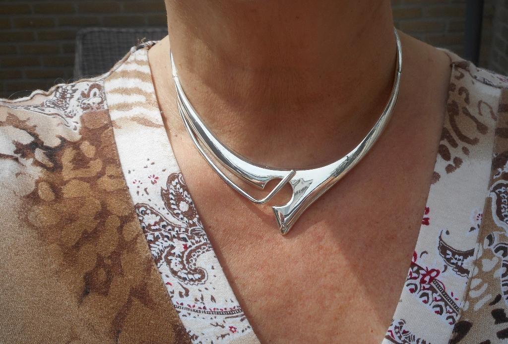 Zilveren Massieve modernist spang /collier Mexico nr.1192, Verzenden, Zo goed als nieuw, Zilver, Zilver
