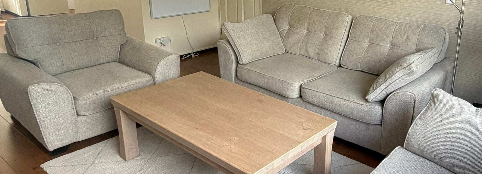 DFS bankstel – 3-zits slaapbank + fauteuil+love seat, Ophalen, Gebruikt, Stof