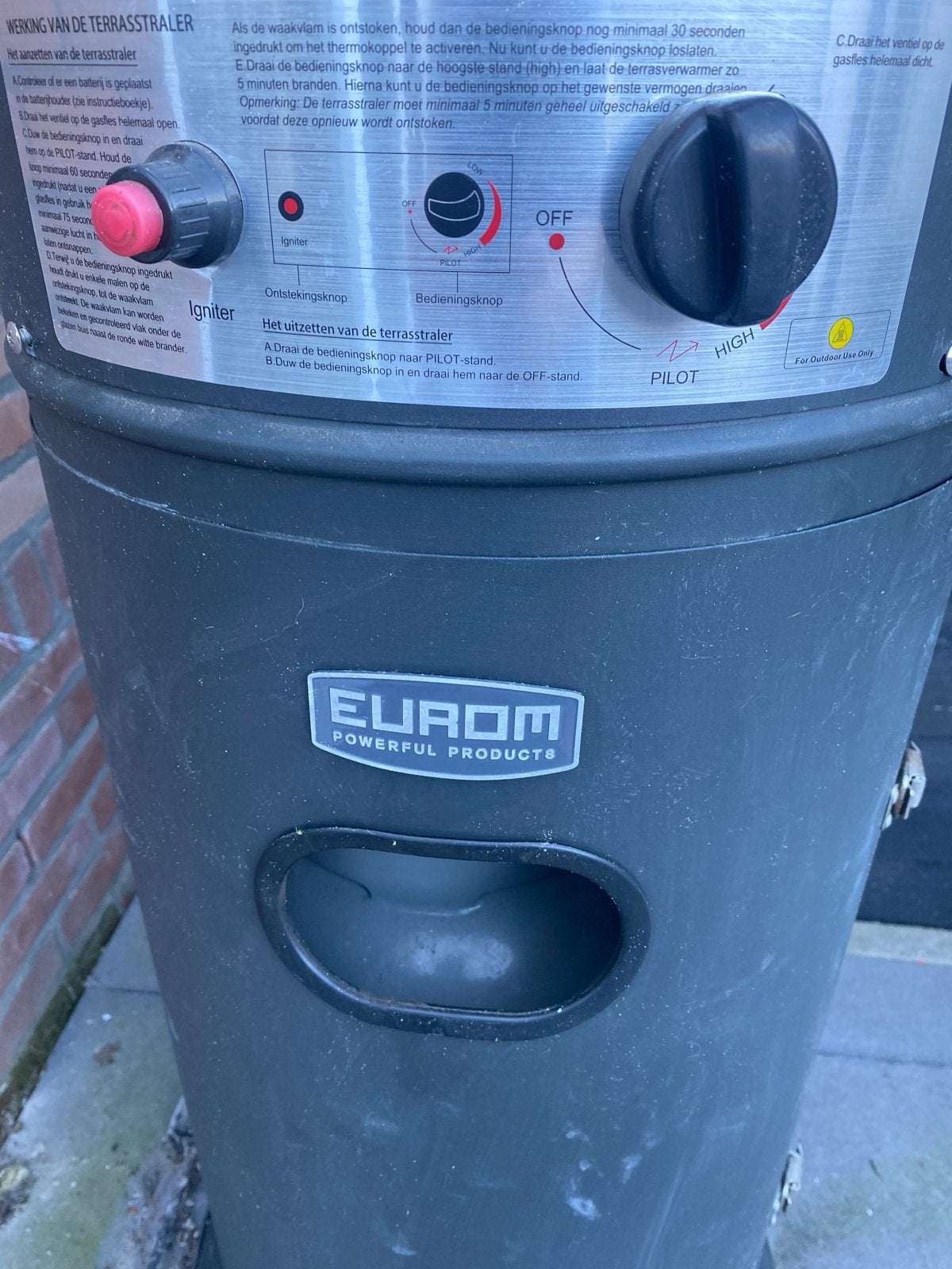 Eurom Terrasstraler - Gasheater voor buiten, Tuin en Terras, Ophalen of Verzenden, Gebruikt, Gas, Vloer