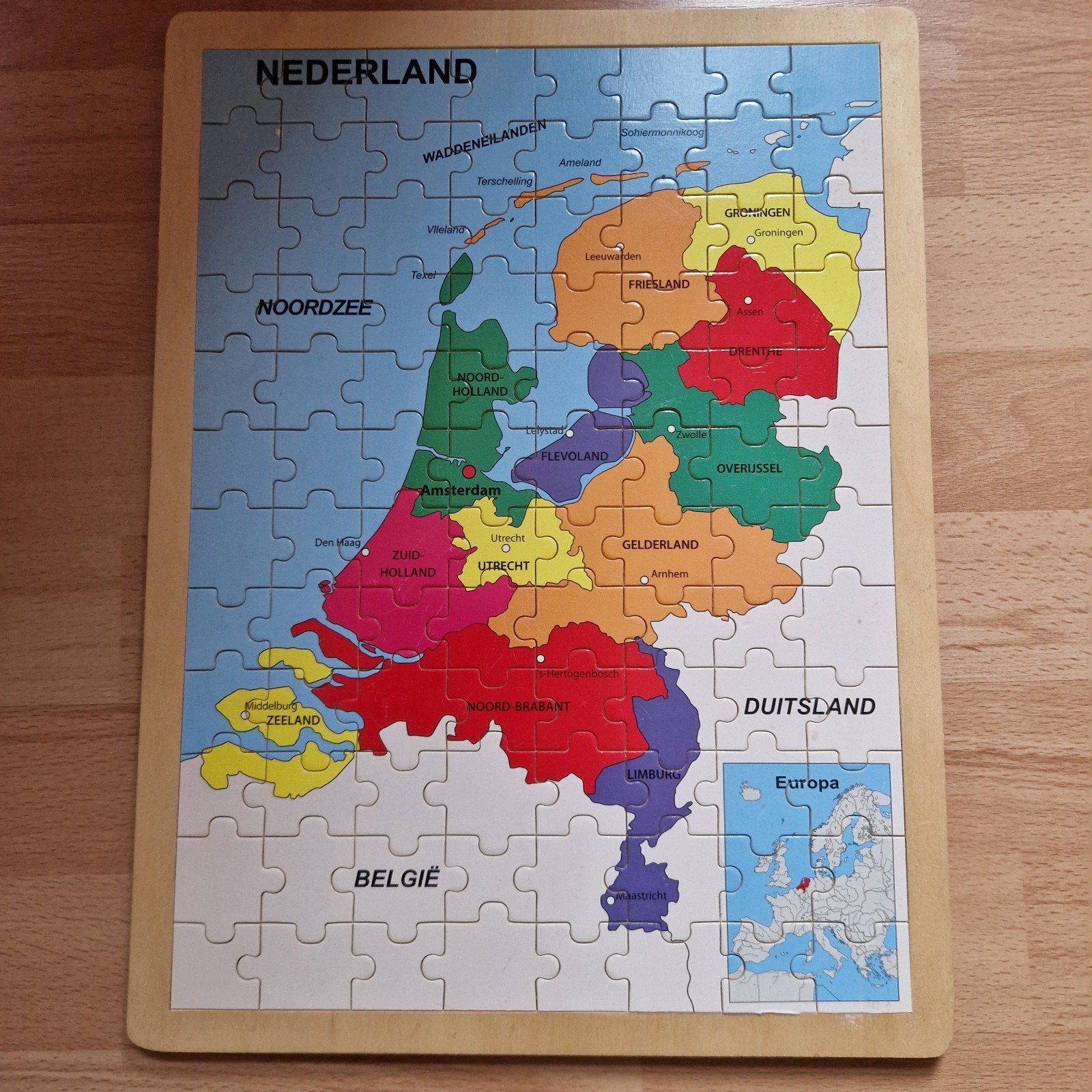 Houten Nederland kaart puzzel - Educatief speelgoed, Gebruikt, 10 tot 50 stukjes, Ophalen of Verzenden, Van hout