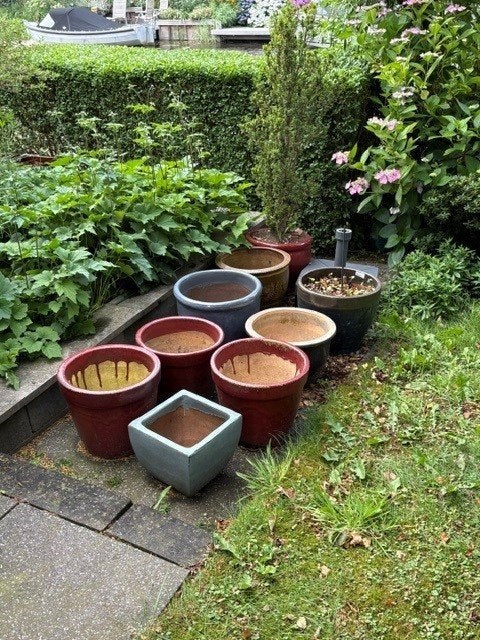 Tuinpotten aardewerk, Tuin en Terras, Gebruikt, Rond, Tuin, Aardewerk