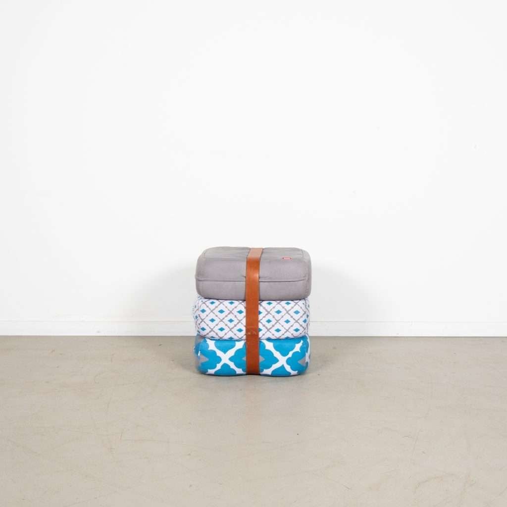 10x Fatboy Baboesjka Poef Blauw/Grijs Stof (Patroon 2), Niet ingevuld, Minder dan 50 cm, Minder dan 50 cm, Zo goed als nieuw