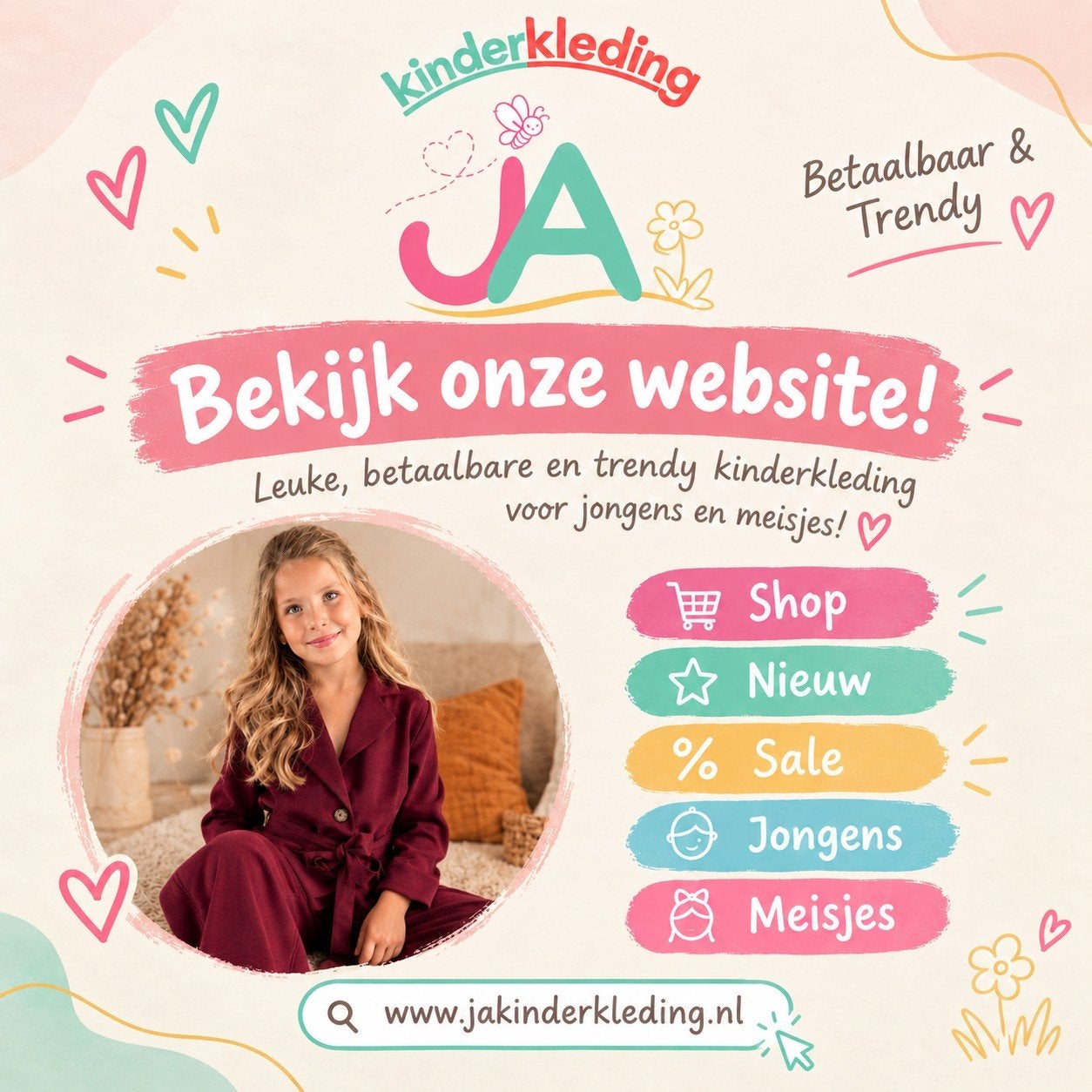 Leuke, betaalbare en trendy kinderkleding, Ophalen of Verzenden, Nieuw, JA Kinderkleding, Jongen of Meisje