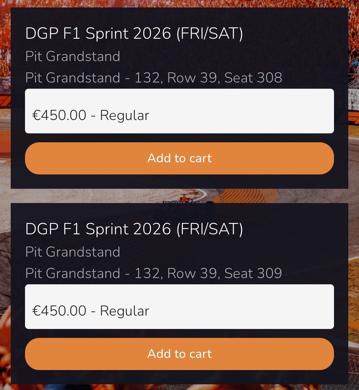 2 F1 Zandvoort fickets Vrijdag / Zaterdag, Tickets en Kaartjes, Twee personen, Augustus