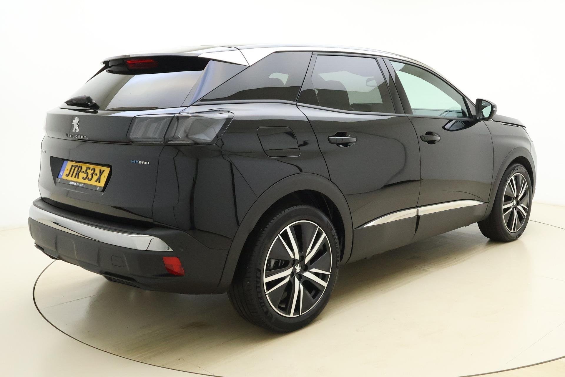 Peugeot 3008 1.6 HYbrid 180 Allure Pack Business | 19 inch |, Auto's, Euro 6, 181 pk, Leder en Stof, Zwart