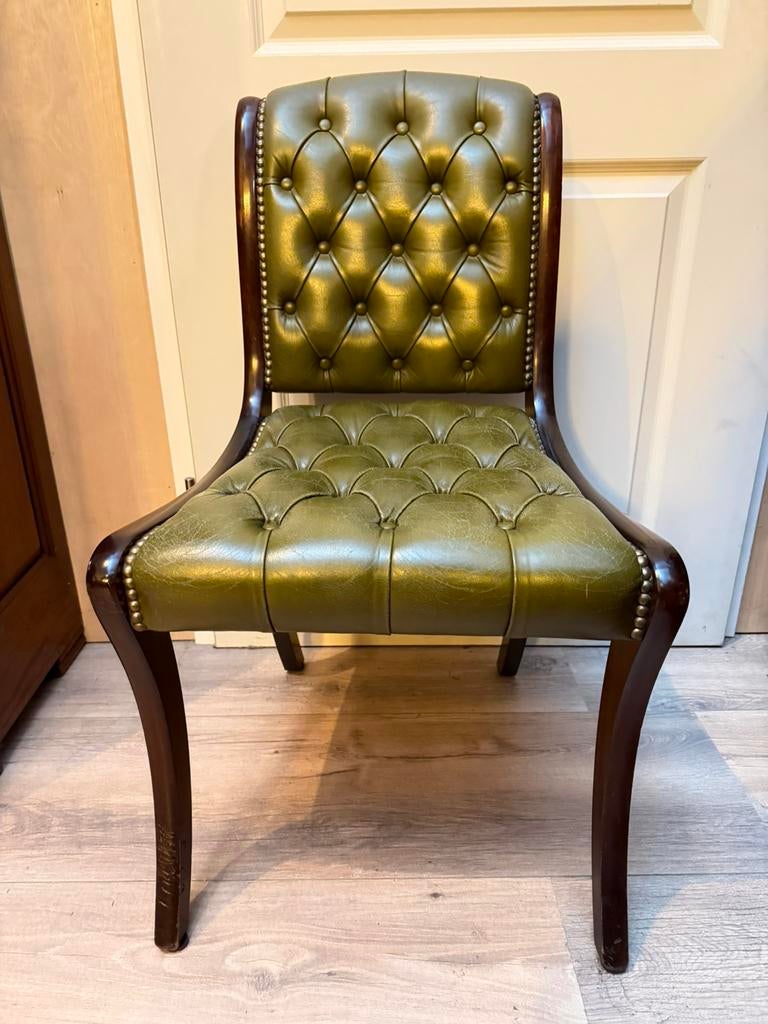 Chesterfield stoeltjes groen leer, Ophalen