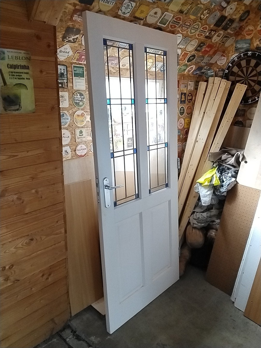 mooie massieve hardhouten glas in lood deur, Doe-het-zelf en Verbouw, Ophalen