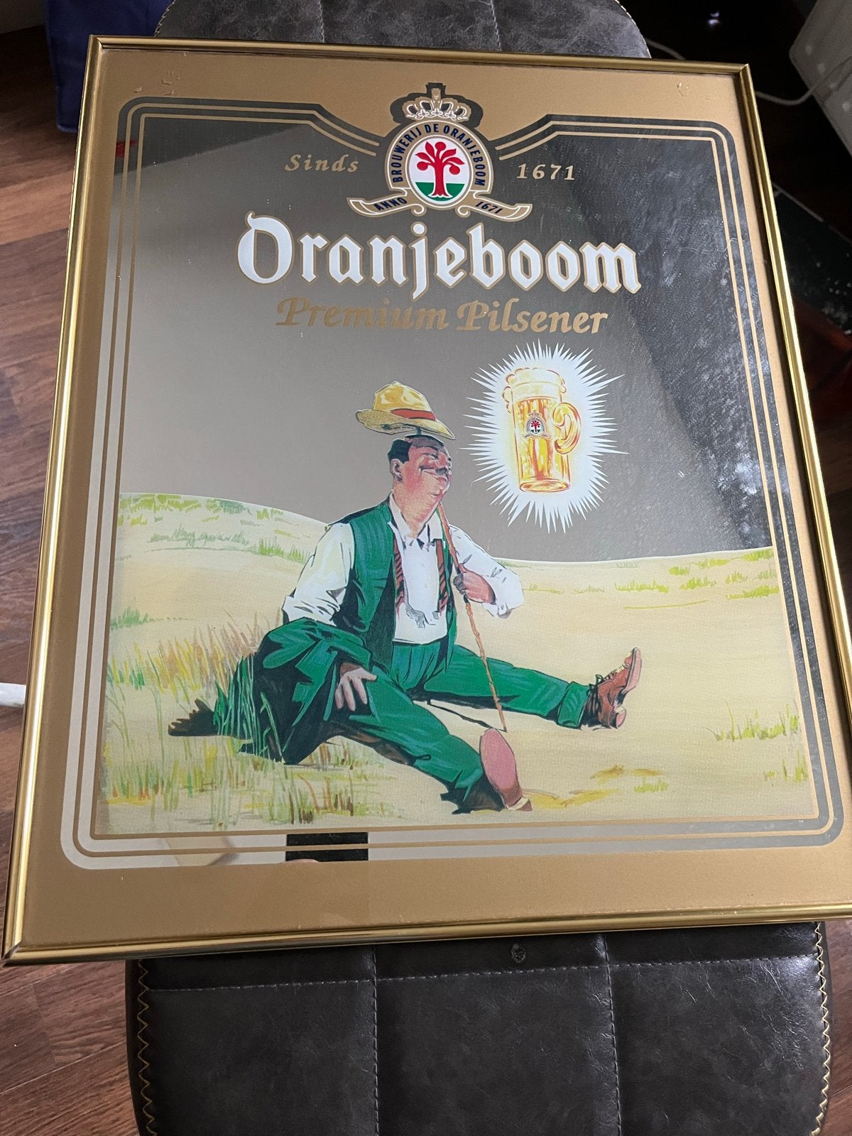 Vintage Oranjeboom Premium Pilsener Spiegel, Verzamelen, Merken en Reclamevoorwerpen, Ophalen of Verzenden