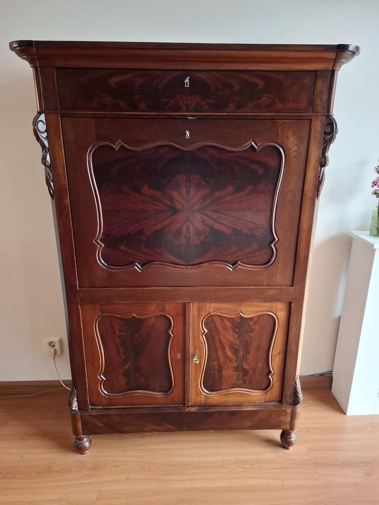Mahoniehouten Biedermeier schrijfsecretaire kast, Antiek en Kunst, Antiek | Meubels | Kasten, Ophalen
