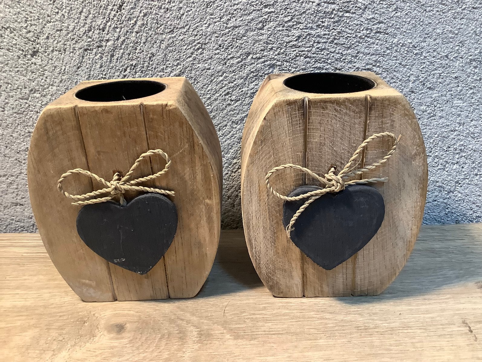 Woodart houten theelichthouders, Ophalen of Verzenden, Gebruikt