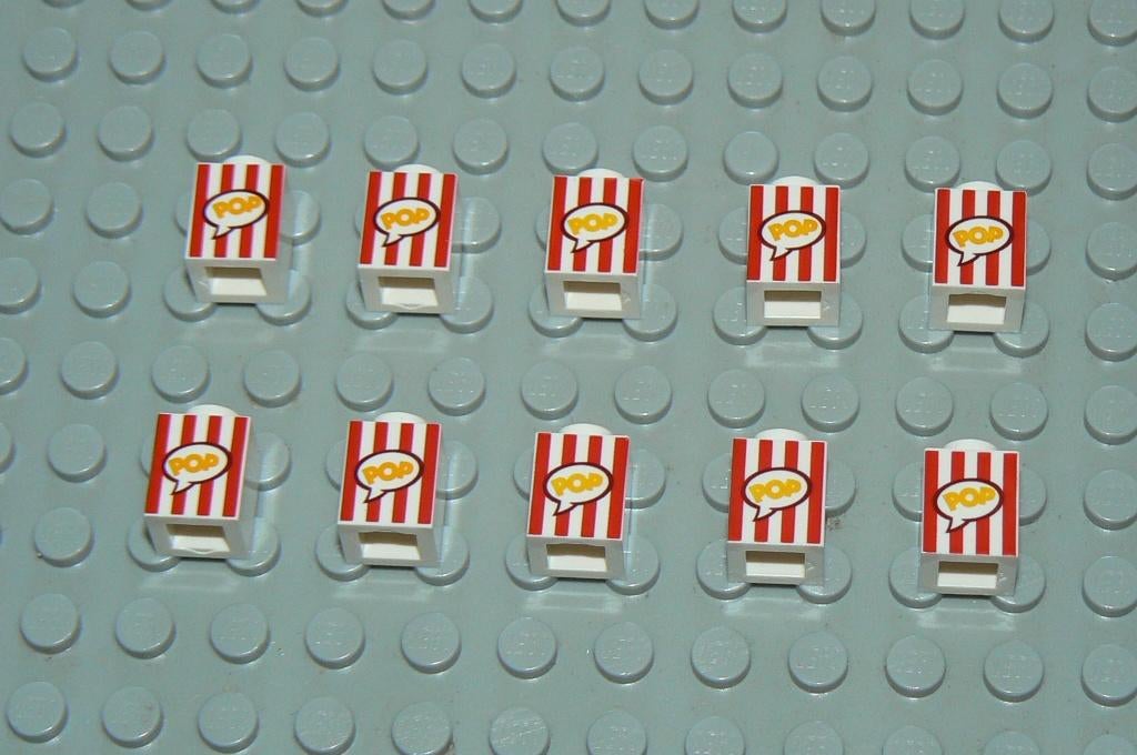 L1193 Stenen 1x1 wit met opdruk popcorn 10 st., Ophalen of Verzenden, Nieuw, Losse stenen, Lego