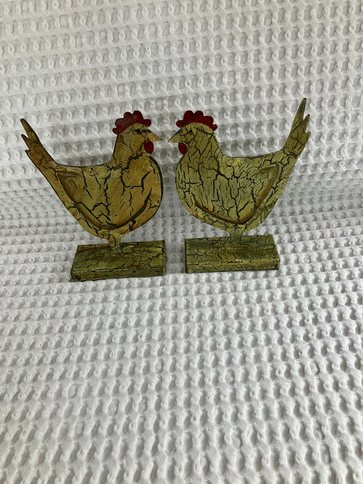 Twee metalen kipjes, Huis en Inrichting, Ophalen of Verzenden, Gebruikt, Metaal