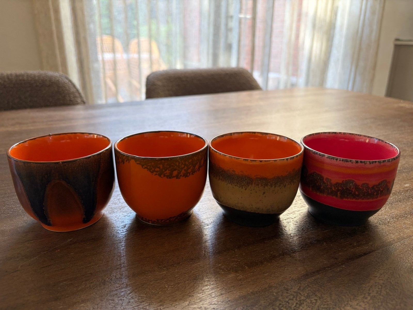 HKliving 70s keramiek kopjes set van 4, Overige merken, Keramiek, Vintage, Zo goed als nieuw