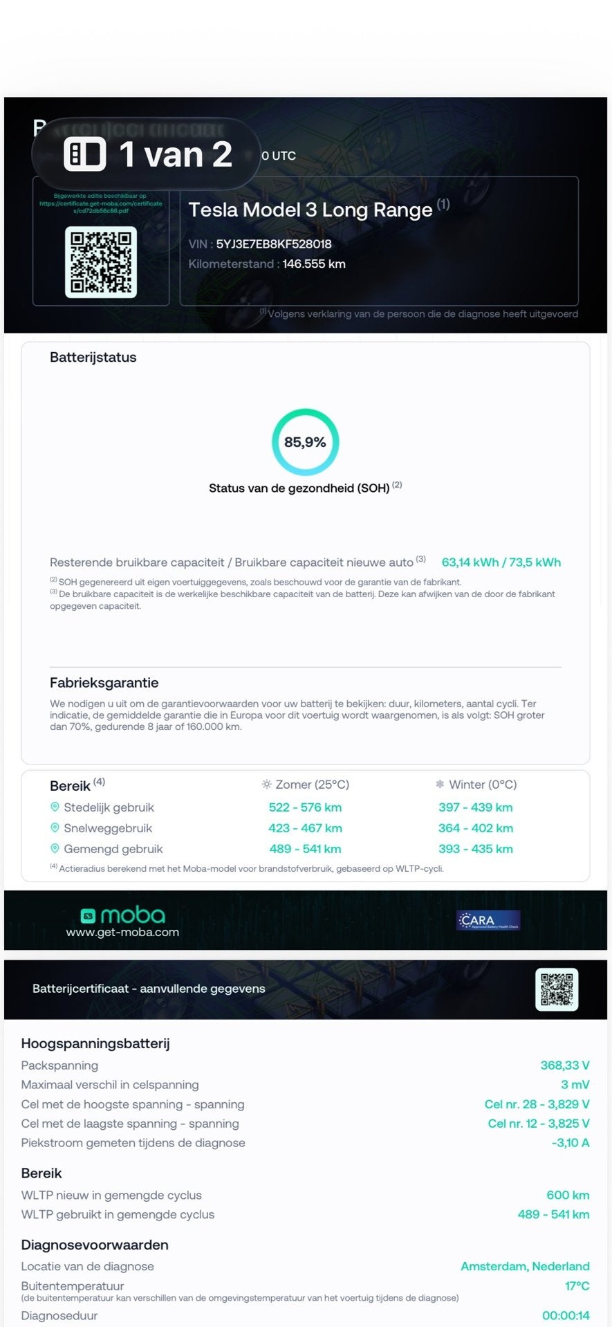 Tesla Model 3 Long Range AWD 75 kWh TREKHAAK, Auto's, Automaat, 530 km, Blauw, 351 pk