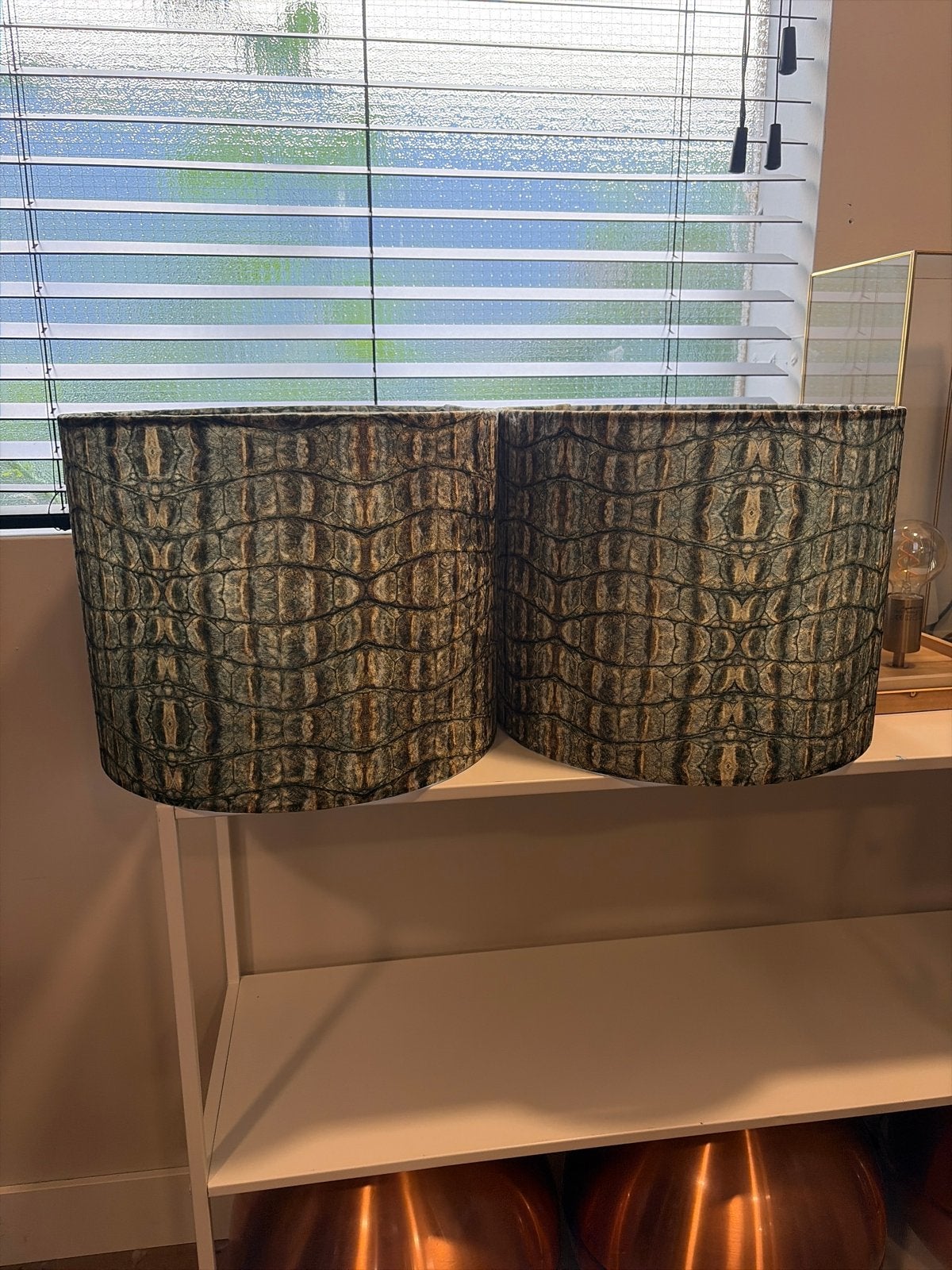 2x Colmore Velours Lampenkap - 33x40 cm, Ophalen, Gebruikt, Rond, Textiel