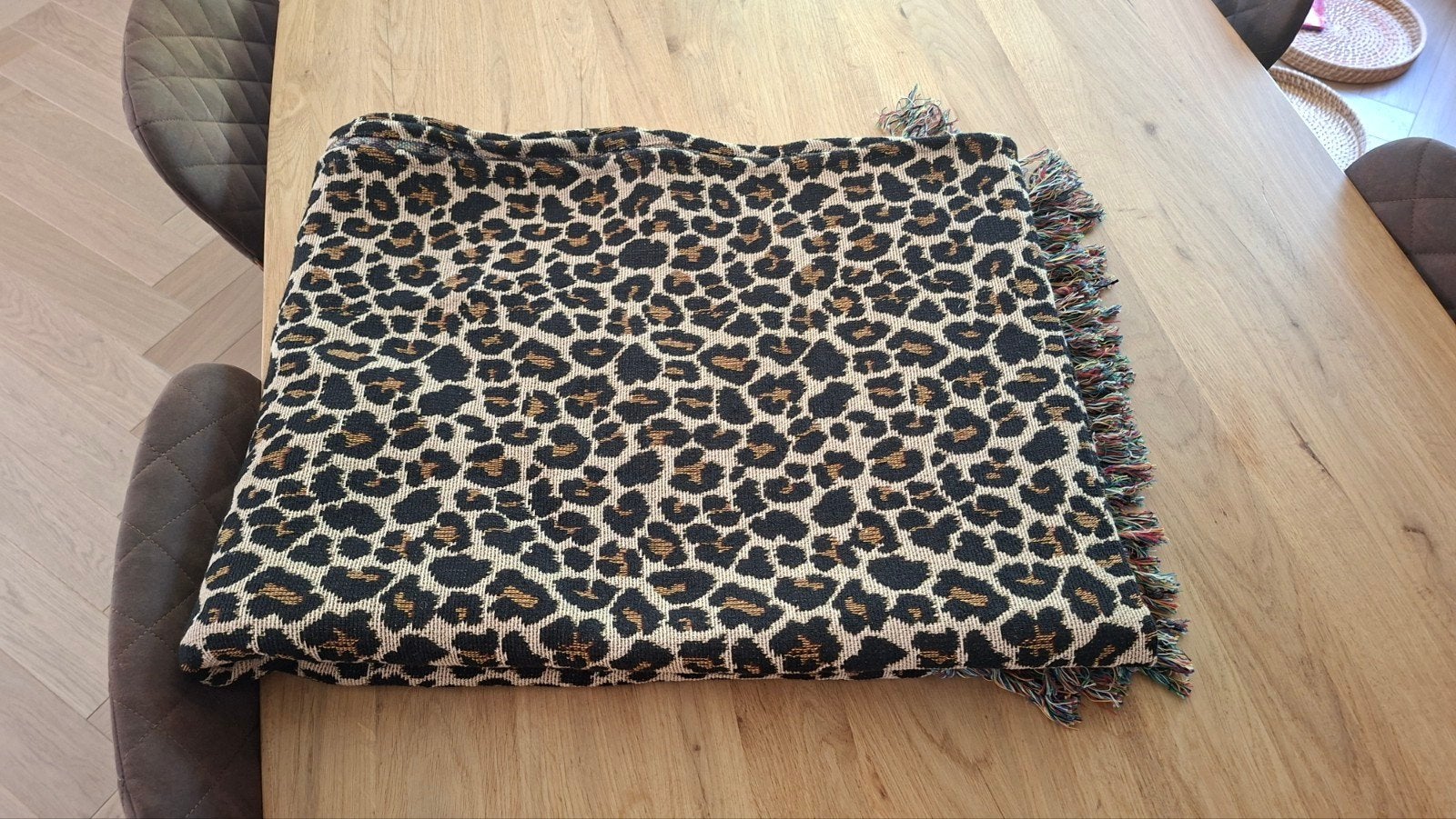 Leopardprint plaid sissy boy, Huis en Inrichting, Woonaccessoires | Plaids en Woondekens, Met franjes/kwastjes, Ophalen of Verzenden