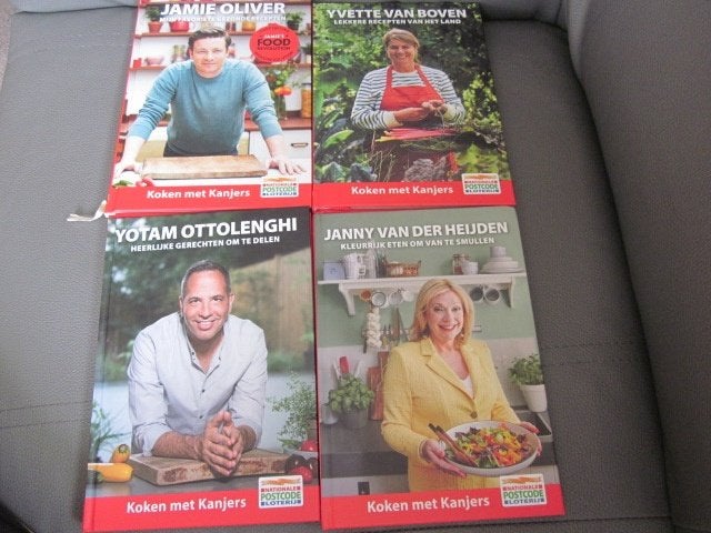 koken met kanjers/ 4 verschillende/ postcode loterij, Boeken, Nieuw, Gezond koken, Overige gebieden, Tapas, Hapjes en Dim Sum