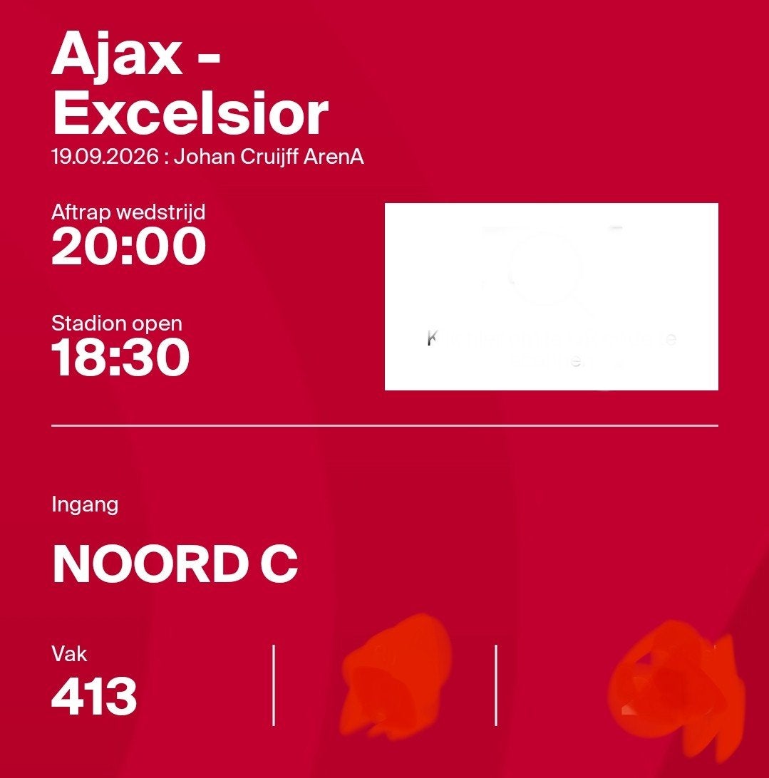 Ajax Excelsior vak 413 laag, Tickets en Kaartjes, Losse kaart, Eén persoon, September