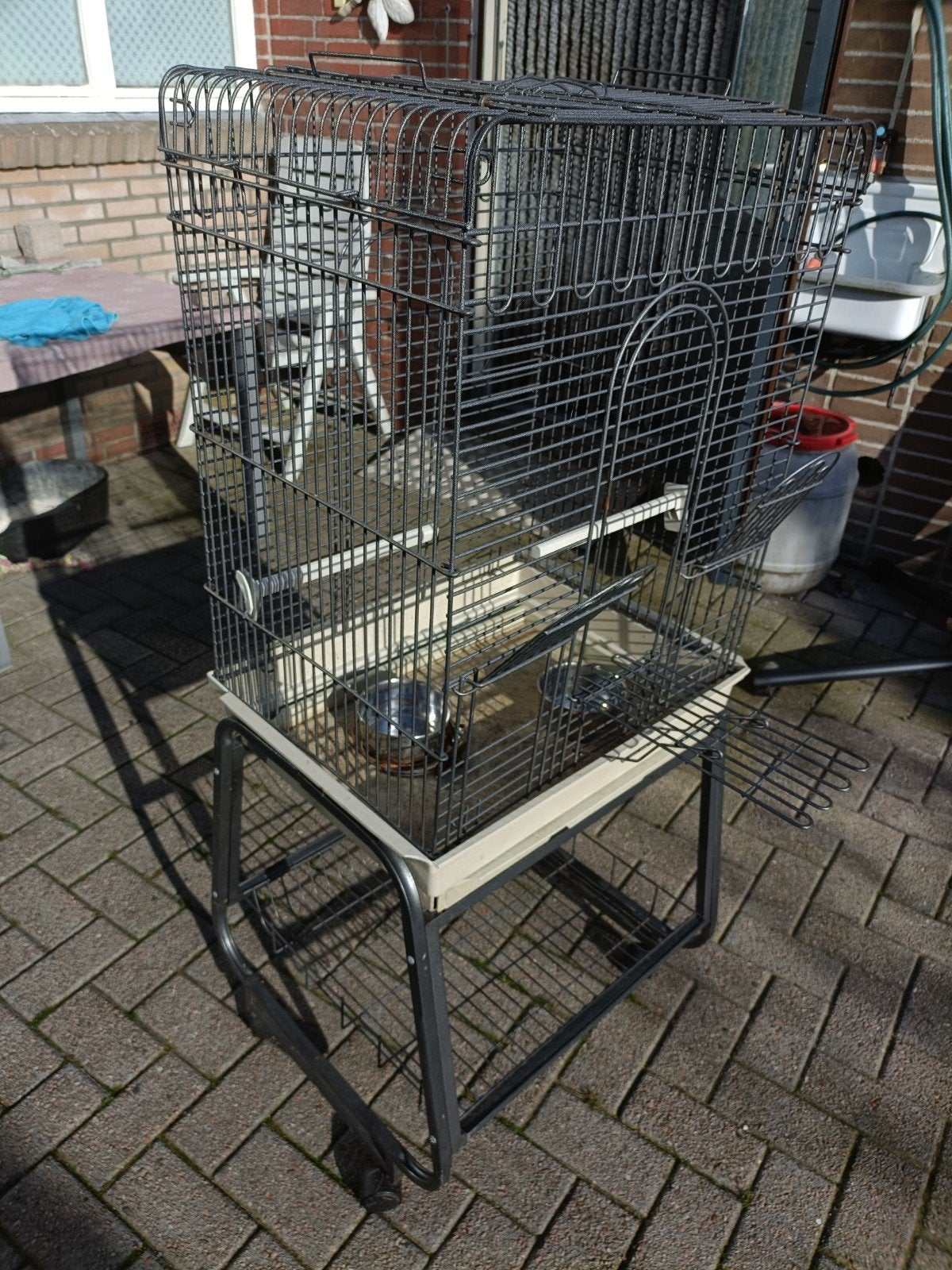 grote rijdbare kooi, Ophalen, Metaal, Vogelkooi