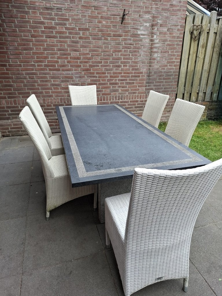 Stenen tafel 220x100cm, Tuin en Terras, Tuintafels, Ophalen, Gebruikt, Rechthoekig, Overige materialen