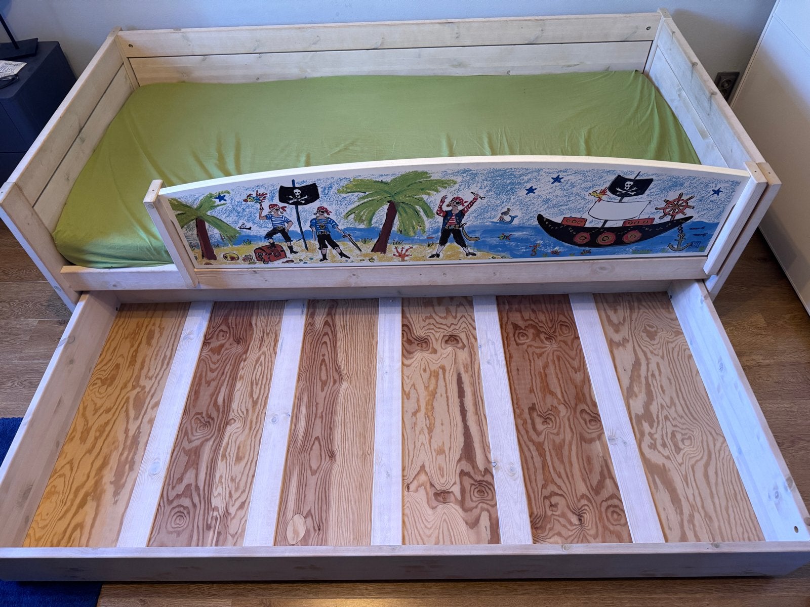 Lifetime bed met uitschuifbaar logeerbed, Ophalen, Gebruikt, 90 cm, 200 cm
