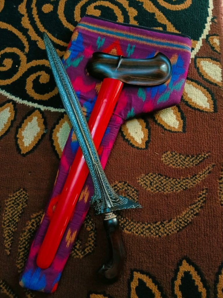Antieke Keris Kalamisani Pamor Tritik Nagasarihout SVH64, Indonesië, Meerkleurig, Wapen, Gesneden