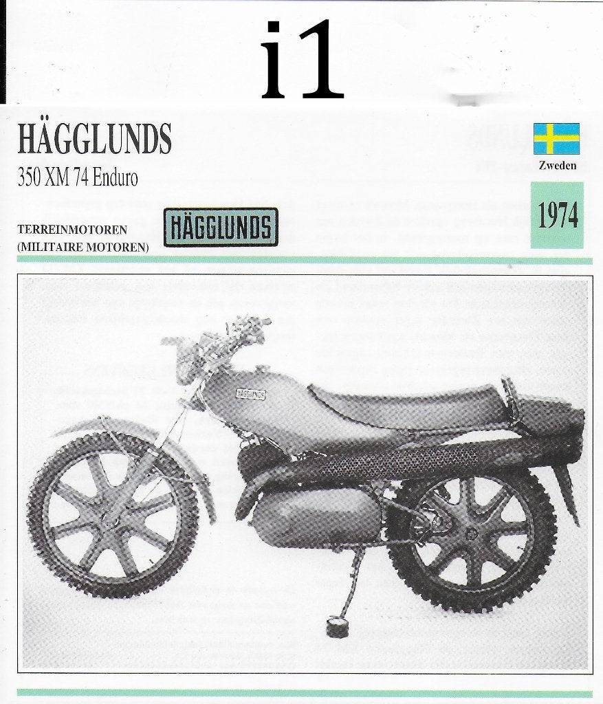 Ma1125 motorkaart (i1) hagglunds 350 xm 74 enduro ( 1974 ), Verzamelen, Ophalen of Verzenden, Zo goed als nieuw, Motoren