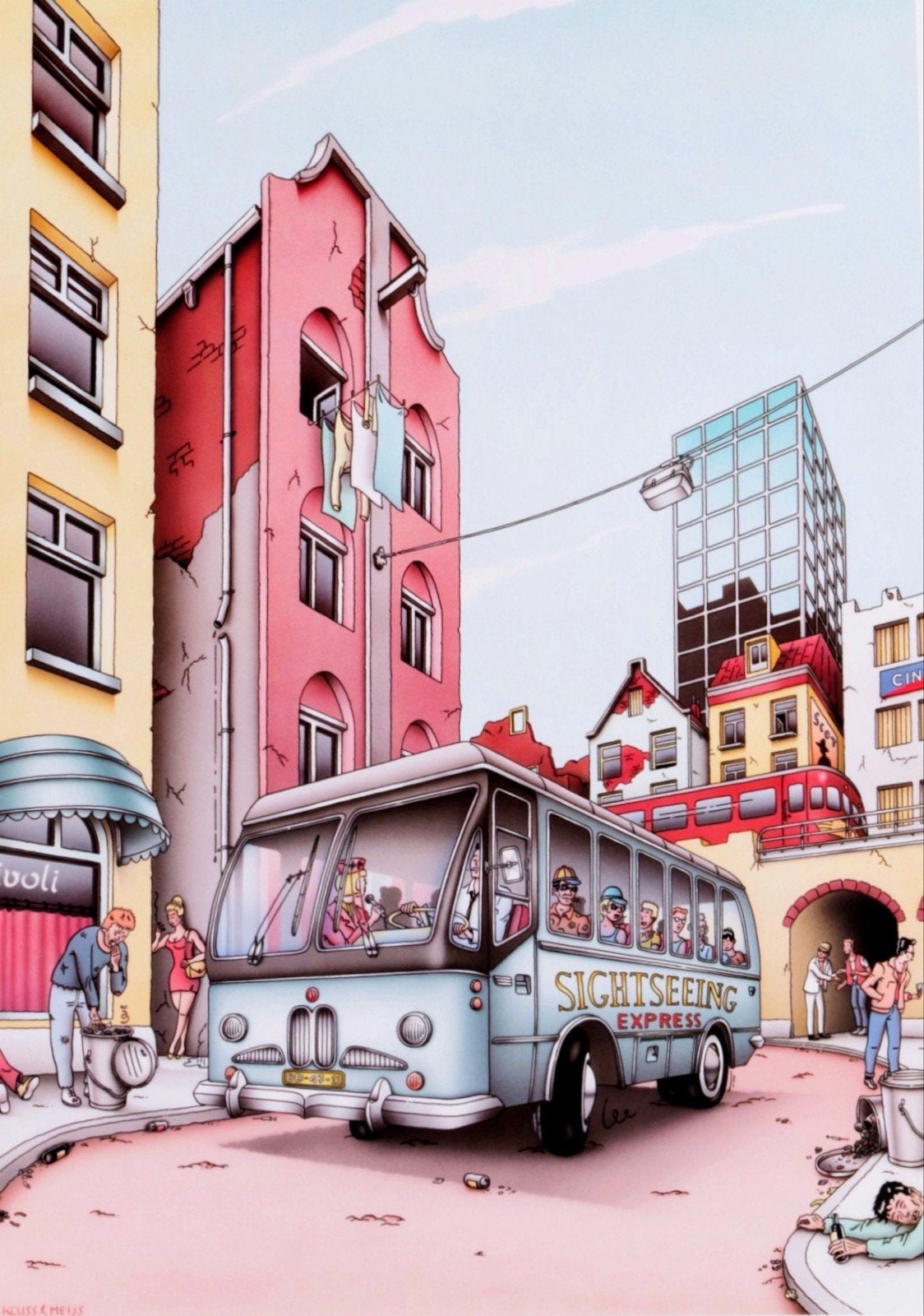 Jack Keuss & Marjolein Meijs "Sightseeing Express", Personages en Fantasiefiguren, Gesigneerd, Offsetdruk, Ophalen of Verzenden