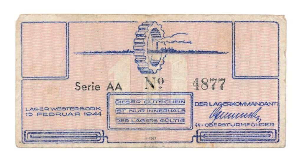 Westerbork kampgeld 10 Cent 1944 zonder watermerk (Fraai), Postzegels en Munten, Ophalen of Verzenden, Overige landen, Los biljet