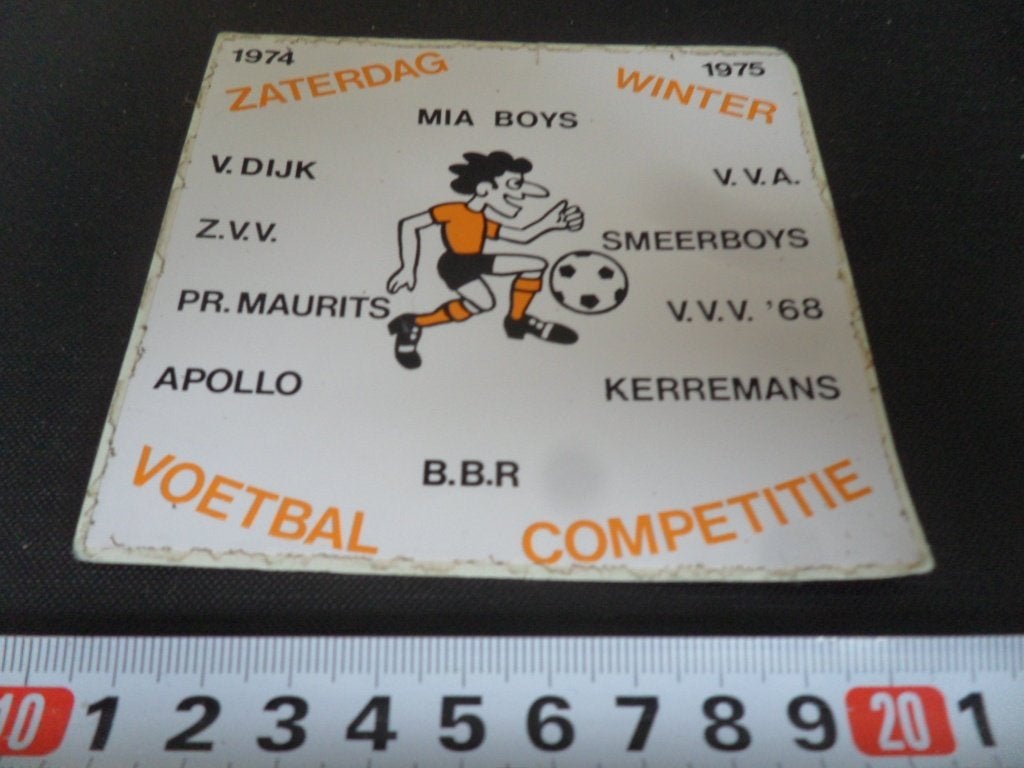 sticker 1974-1975 Voetbal MIA BOYS SMEERBOYS KERREMANS APOLL, Ophalen of Verzenden, Zo goed als nieuw