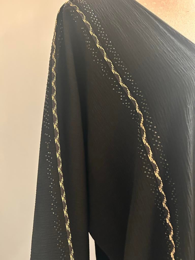 Zwarte Abaya met Zwarte Steentjes - Maat S (52), Kleding | Dames, Jurken, Ophalen of Verzenden, Zo goed als nieuw, Maat 36 (S)