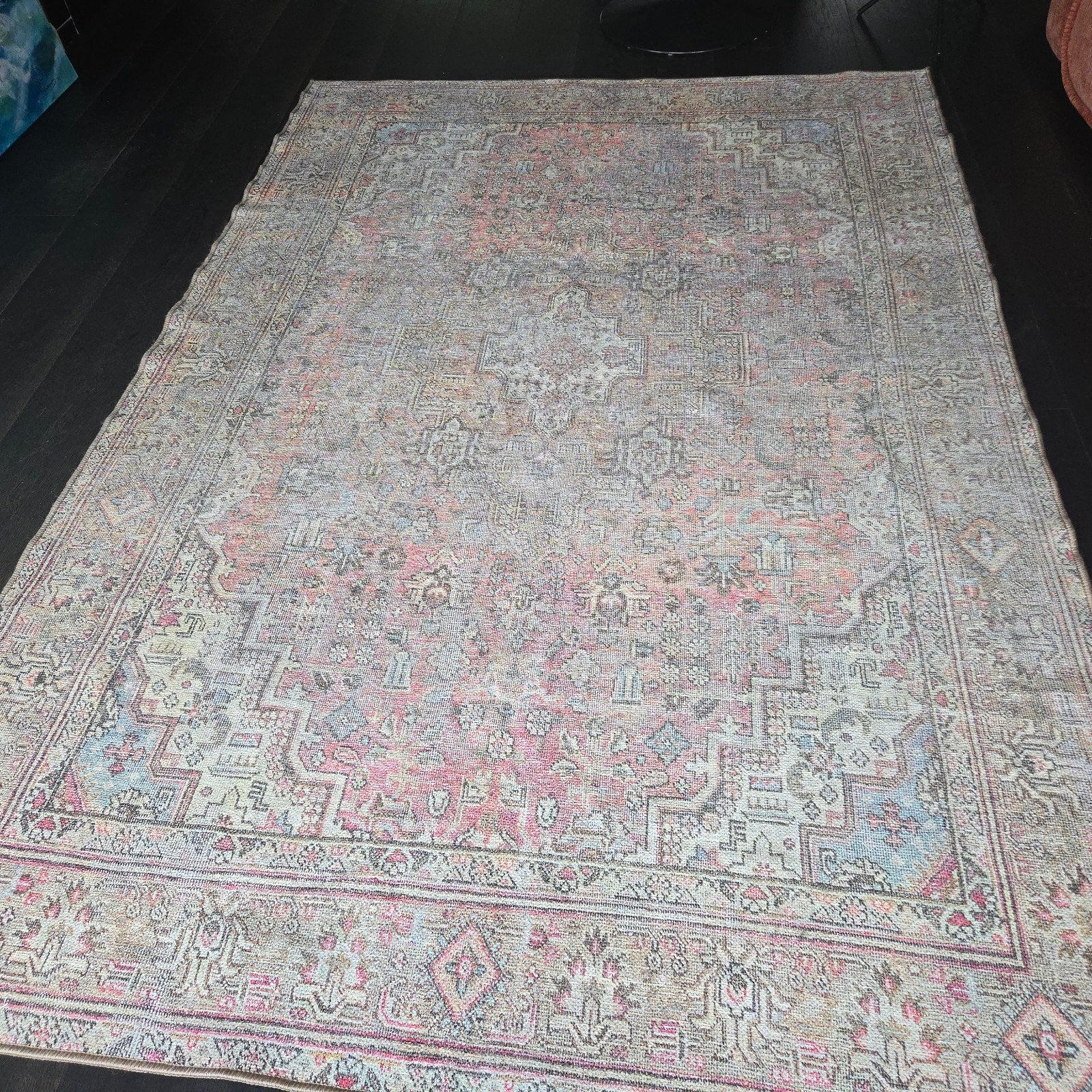 Vintage perzisch (lijkend) kleed 190  200, Ophalen, 150 tot 200 cm, Vintage, 200 cm of meer