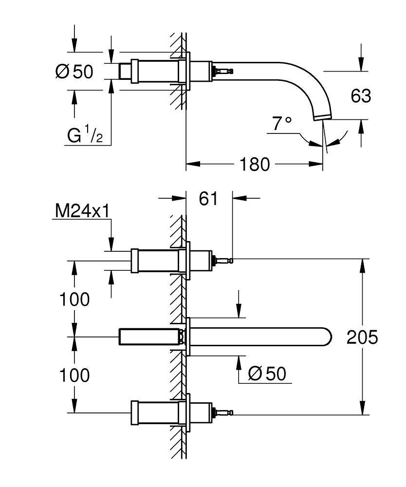 2 x Grohe Spa Atrio inbouw wastafelkranen -Nieuw-18CM, Ophalen of Verzenden, Nieuw, Rvs, Kraan