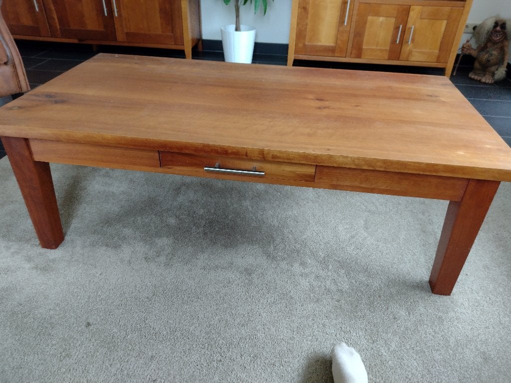 Salontafel kersenhout in de olie, Huis en Inrichting, Ophalen, Gebruikt, 100 tot 150 cm, 50 tot 100 cm