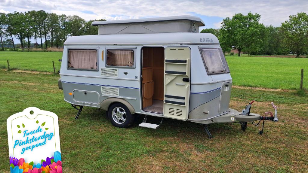 Unieke Eriba Touring Triton 430 '02 met vast bed en luifel, Schokbreker, Eriba, Dwarsbed, Bedrijf