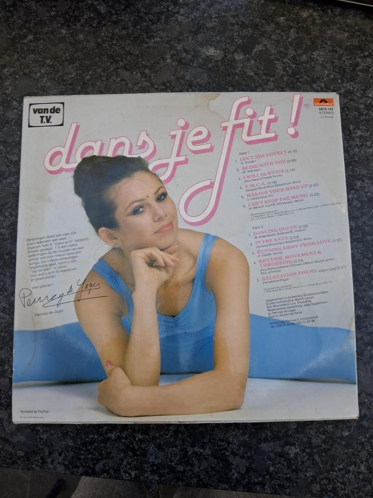 Dans je fit! met Penney de Jager LP - Vintage fitness vinyl, Gebruikt, Inclusief poster, 1980 - 1989, Ophalen of Verzenden
