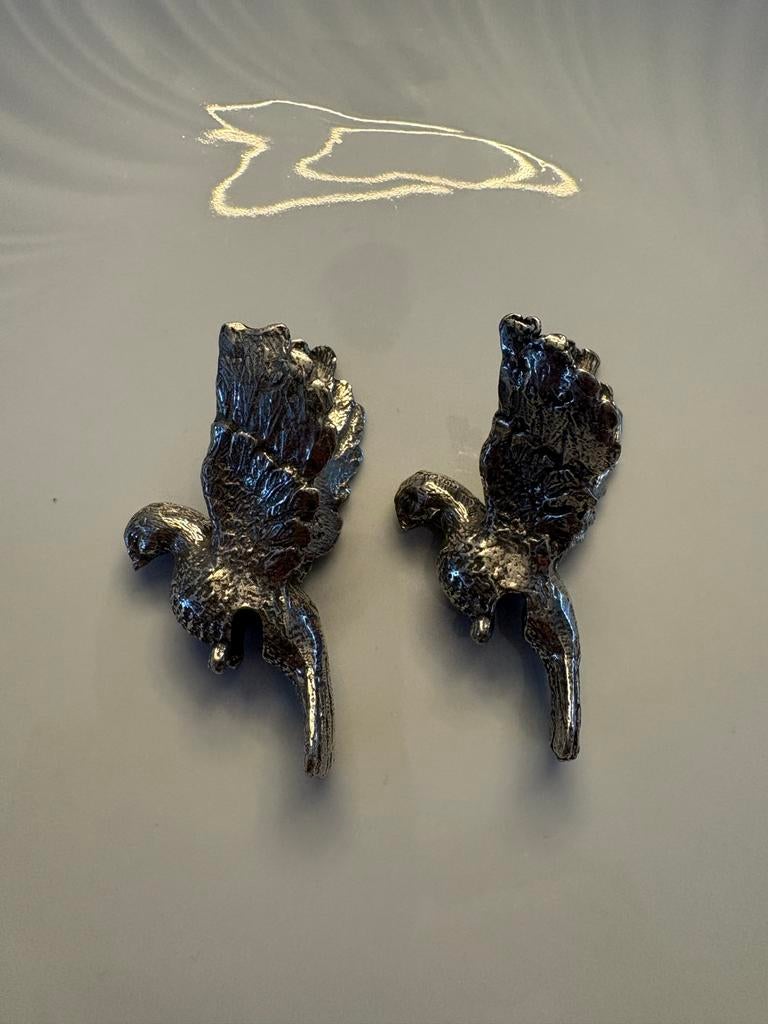 Set van 2 tinnen vogels - decoratieve beeldjes, Overige materialen, 4 tot 7 cm, Thrifter, Ophalen of Verzenden