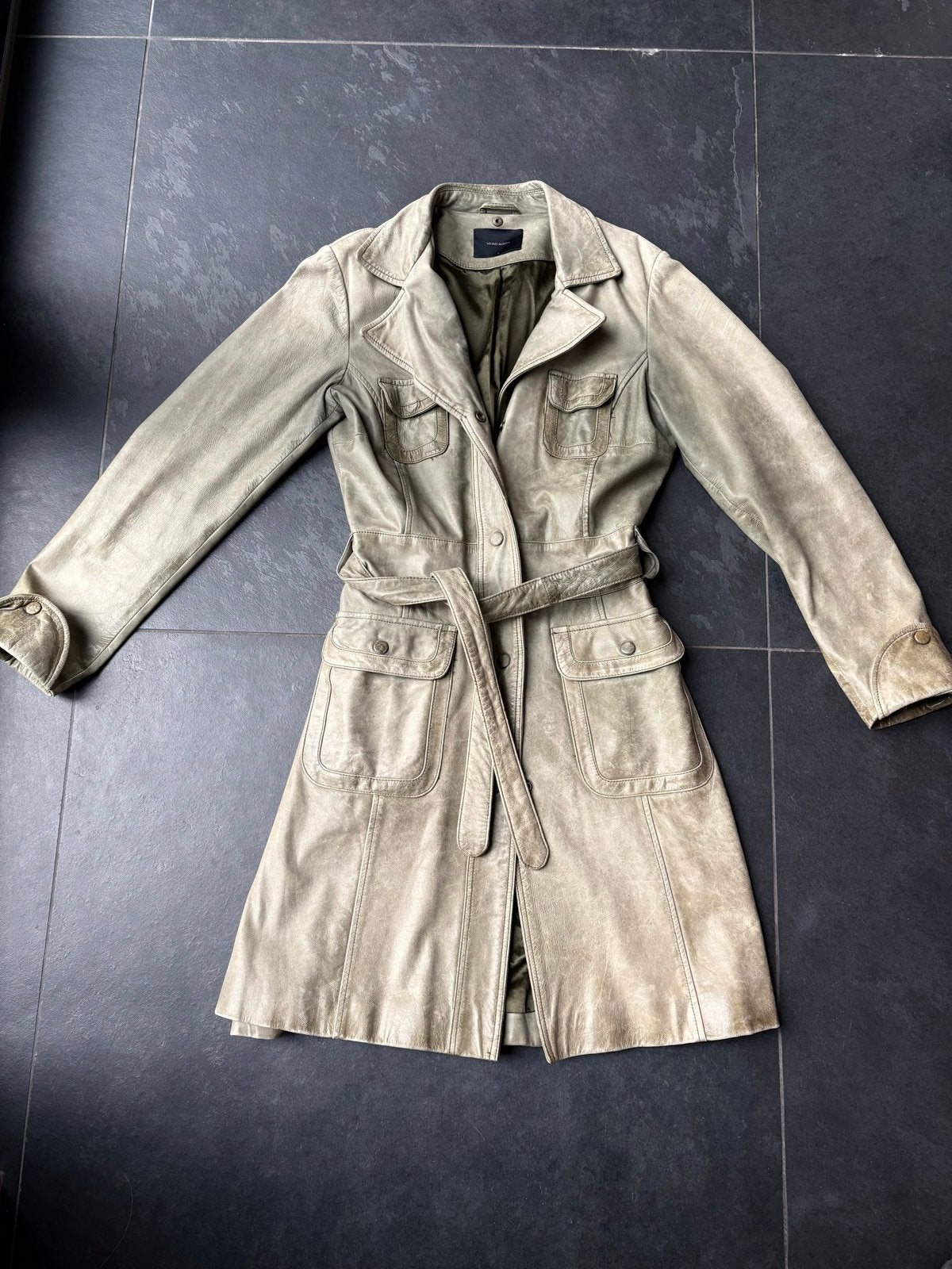 Stijlvolle Leren Trenchcoat Dames - Maat M, Ophalen of Verzenden, Gedragen, Maat 38/40 (M), Groen