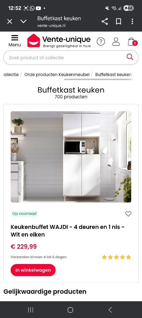 Vente Unique buffetkast ongebruikt, Ophalen, 200 cm of meer, Nieuw, 50 tot 100 cm