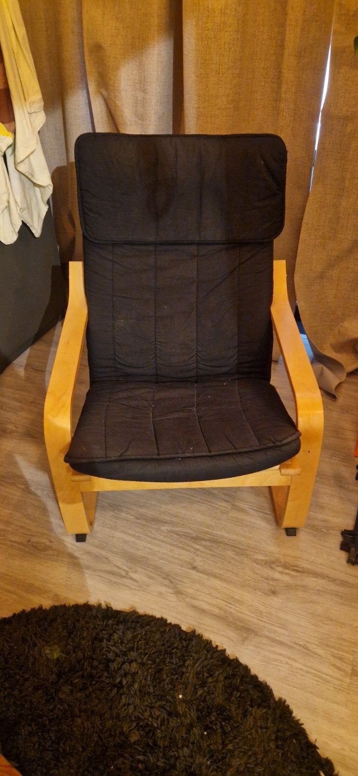Comfortabele IKEA Poäng stoel, Ophalen, Gebruikt, Zwart, Stof