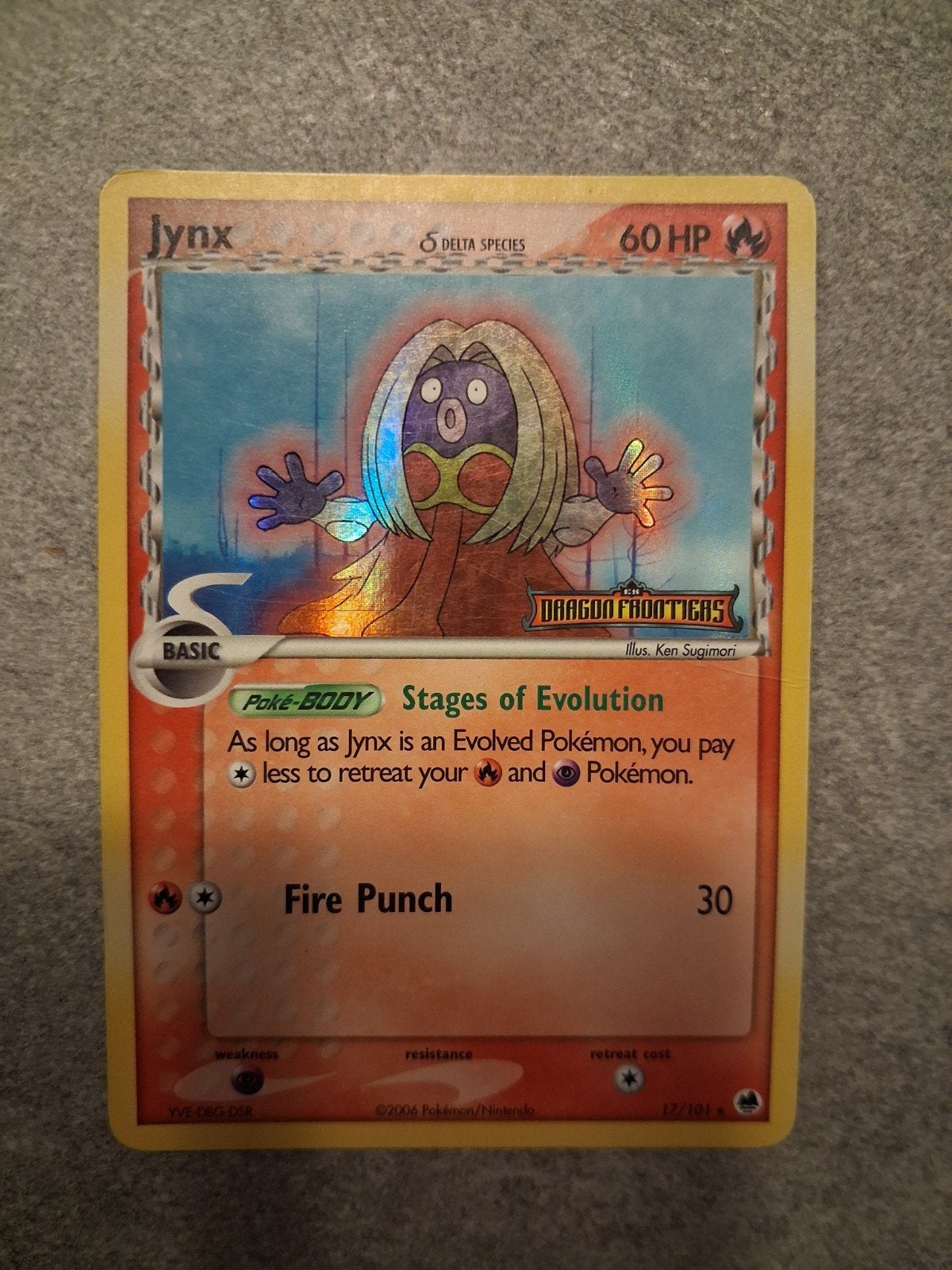 Jynx Delta Species Holo Pokémon Kaart (Dragon Frontiers), Ophalen of Verzenden, Gebruikt, Losse kaart, Foil