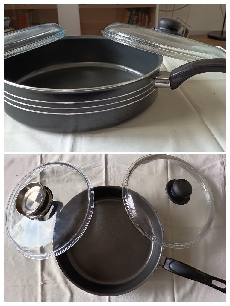 Hapjes pan + 2 glazen deksels (nieuw), Verzenden, Nieuw, Aluminium