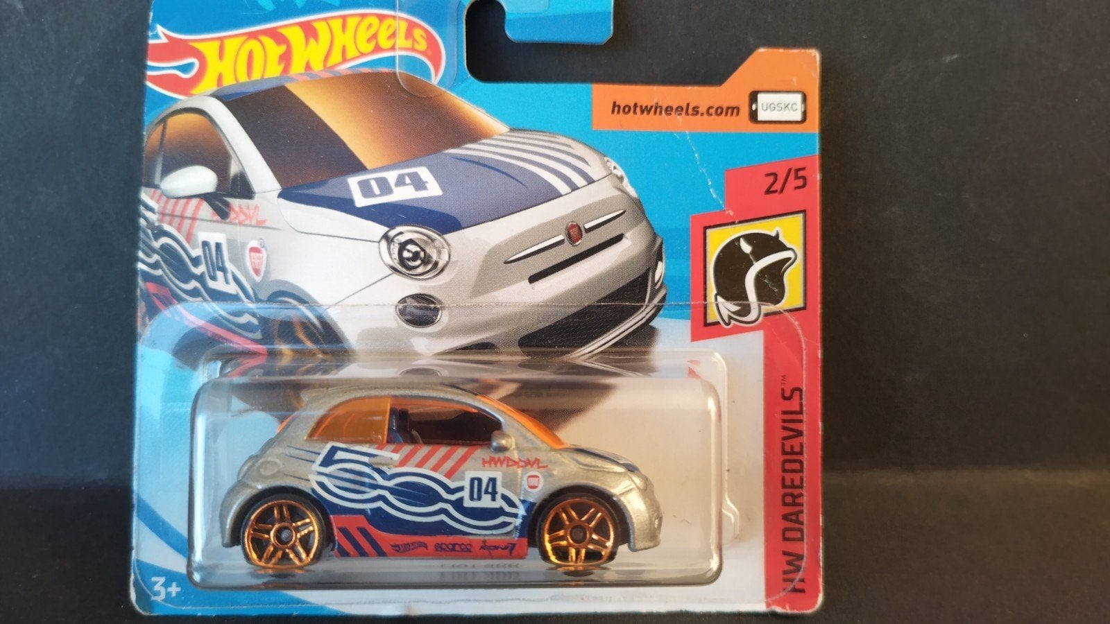 Fiat 500 zilver 1:64 3inch Hotwheels Pol, Auto, Verzenden, ., Zo goed als nieuw