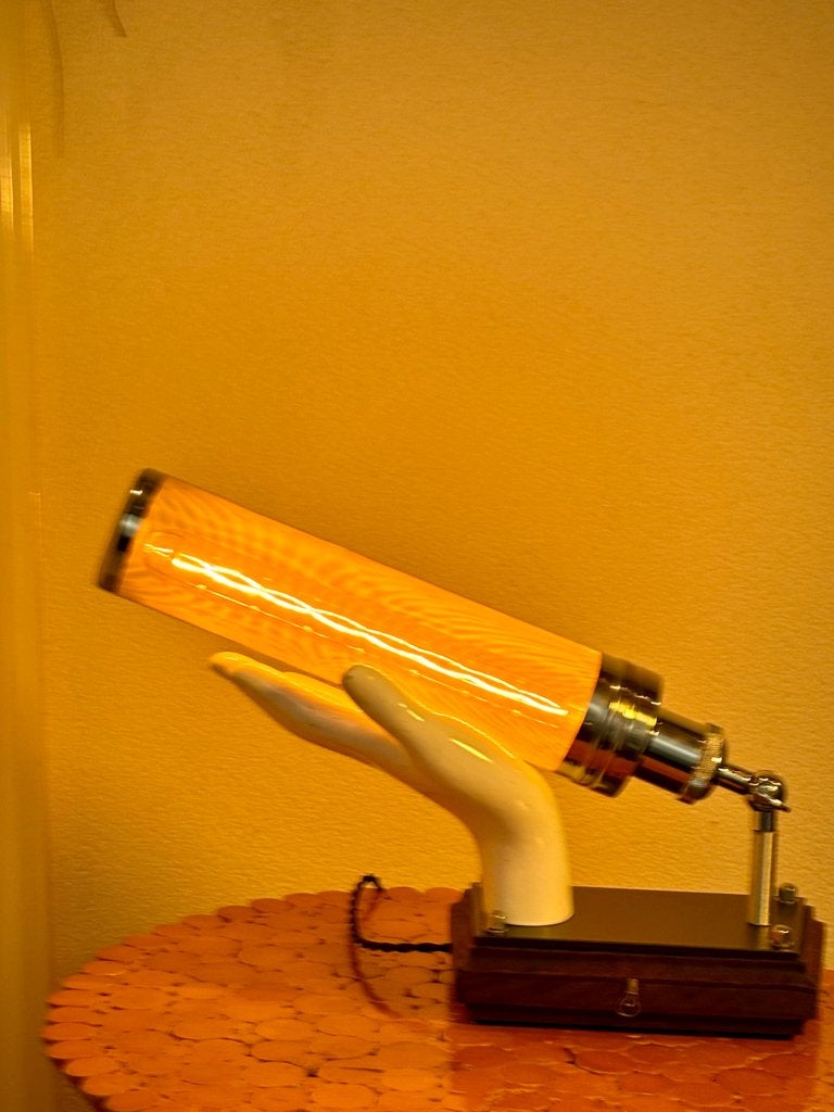 Tafellamp "Witte hand met filter 4", Vintage, Sfeerlamp, Dimbaar, Zilver