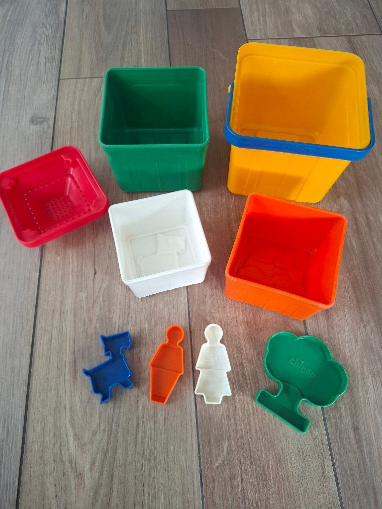 Vintage Chicco set stapelbakjes en vormenstoof, Ophalen of Verzenden, Gebruikt, Overige typen