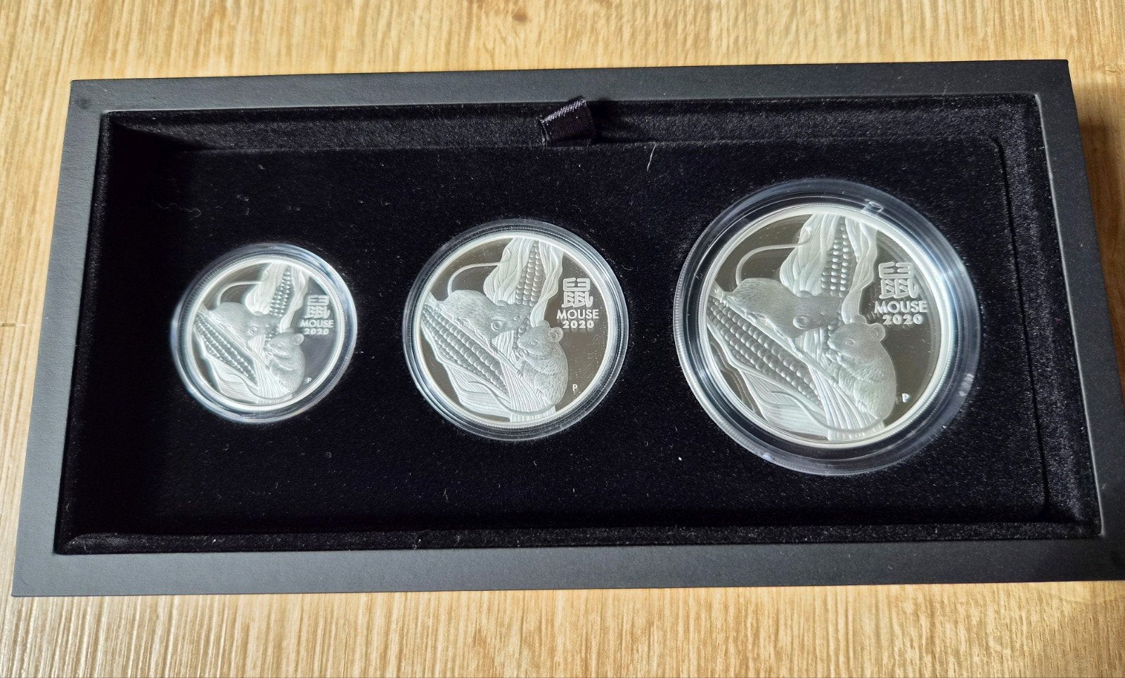 Three-coin set Year of the Mouse 2020, Ophalen of Verzenden, Zilver